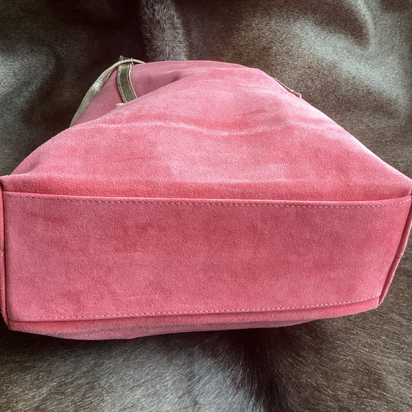 Cinnamon Paris Made In Italy Pink Suede Genuine Leather Tote Handbag🦋 - Picture 3 of 12